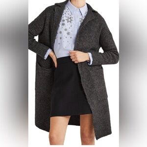 Boden Woman's Ribbed Long Open Cardigan Sweater Wool Mohair Gray XS NEW. 221